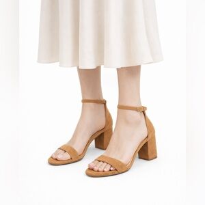 Stuart Weitzman Nudist Block 75 Suede Sandal Hazel Size 9B NWOT